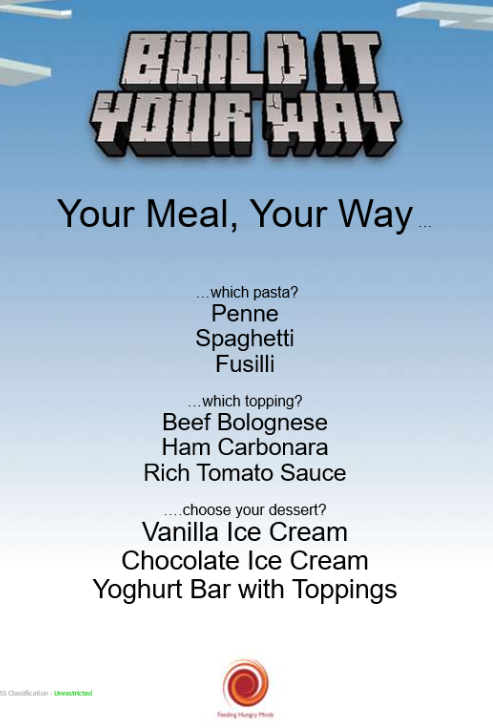 Build It Your Way dinner menu